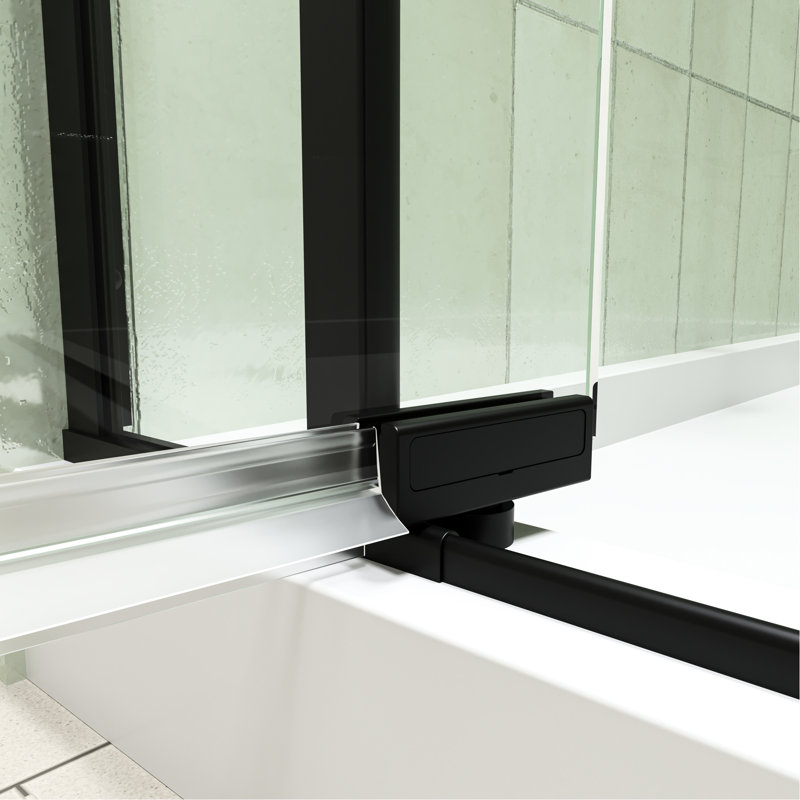 Porte de douche de 32 à 36 po x H 72 po avec pivot universel, finition noire matte, composants en acier inoxydable 304, dispositif d'arrêt des fuites, fermeture magnétique, canal mural réglable, réglage large de 4 po, rapide