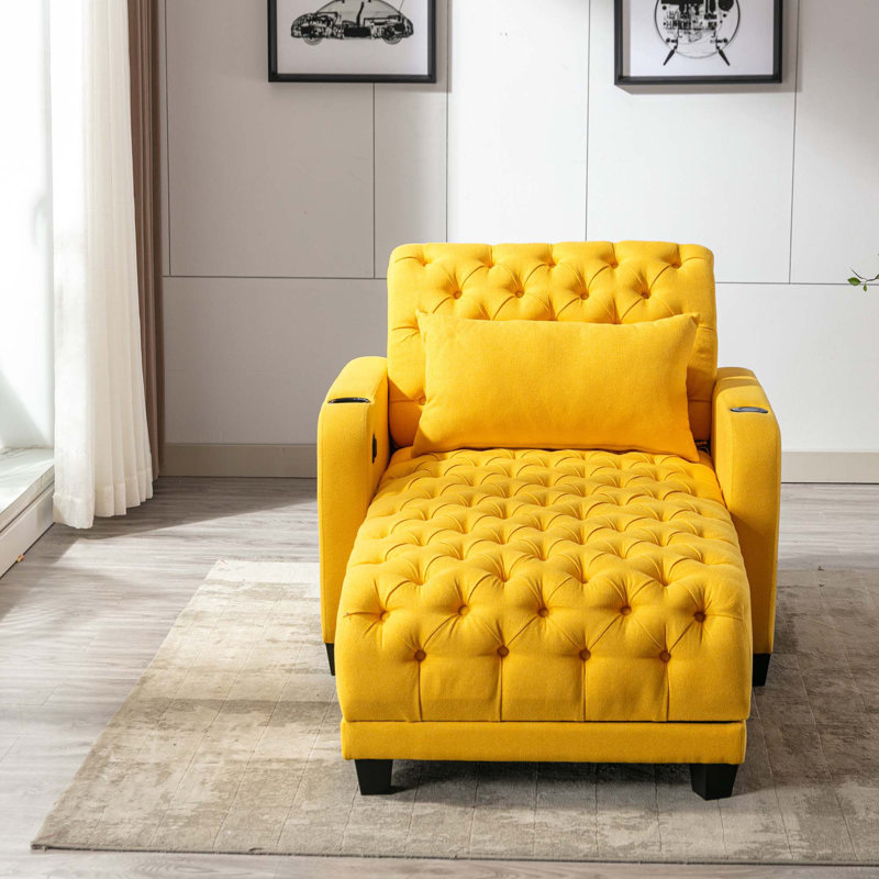 Fauteuil multifonctionnel pour la maison avec charge sans fil et fonction d'inclinaison, Jaune