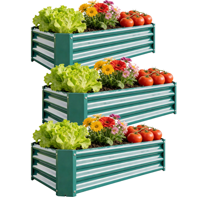 8x4 Ft Galvanized Steel Raised Garden Bed Kit - 1ft High, Outdoor Metal Planter Box for Vegetables, Herbs, Flowers & Plants | Easy Assembly, Rust-Resistant, Durable，set of 5