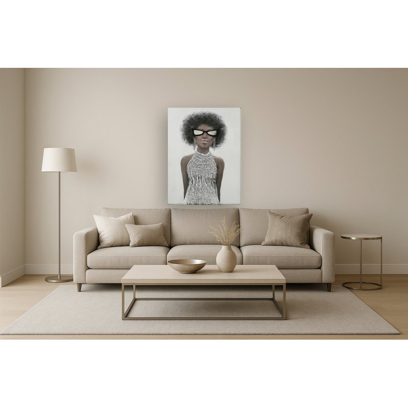 Art mural sur toile Elegant Woman in Silver Attire - 30 po x 40 po