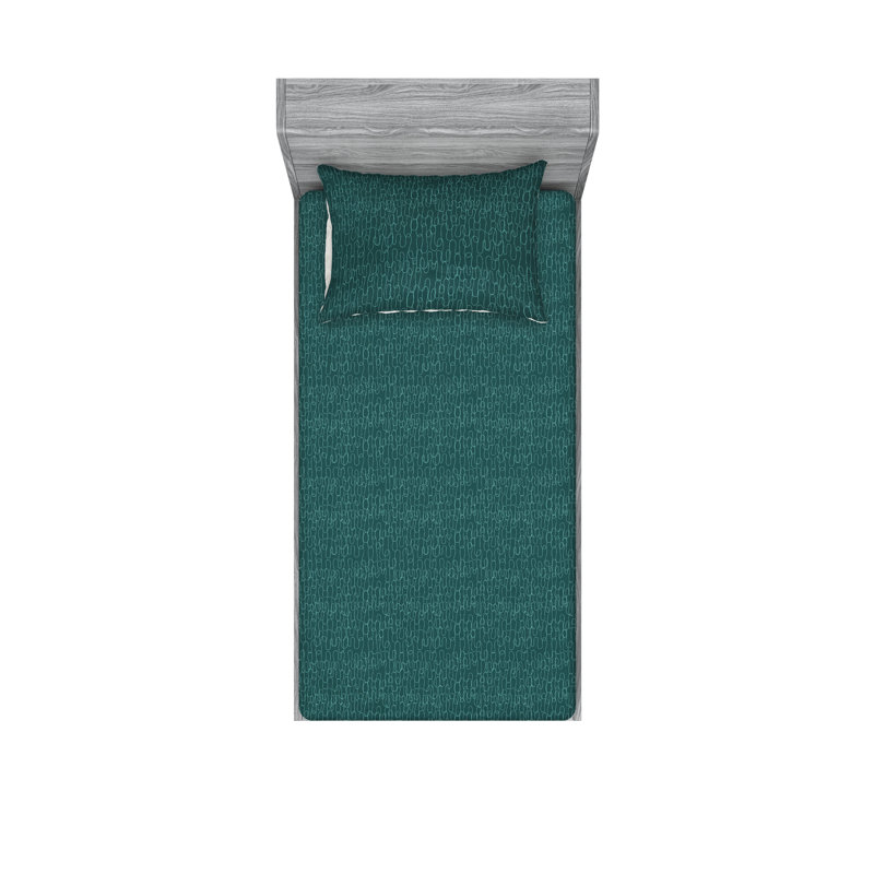 Drap-housse et taie décorative Ambesonne, Ensemble de draps pour lit simple avec 1 taie d'or