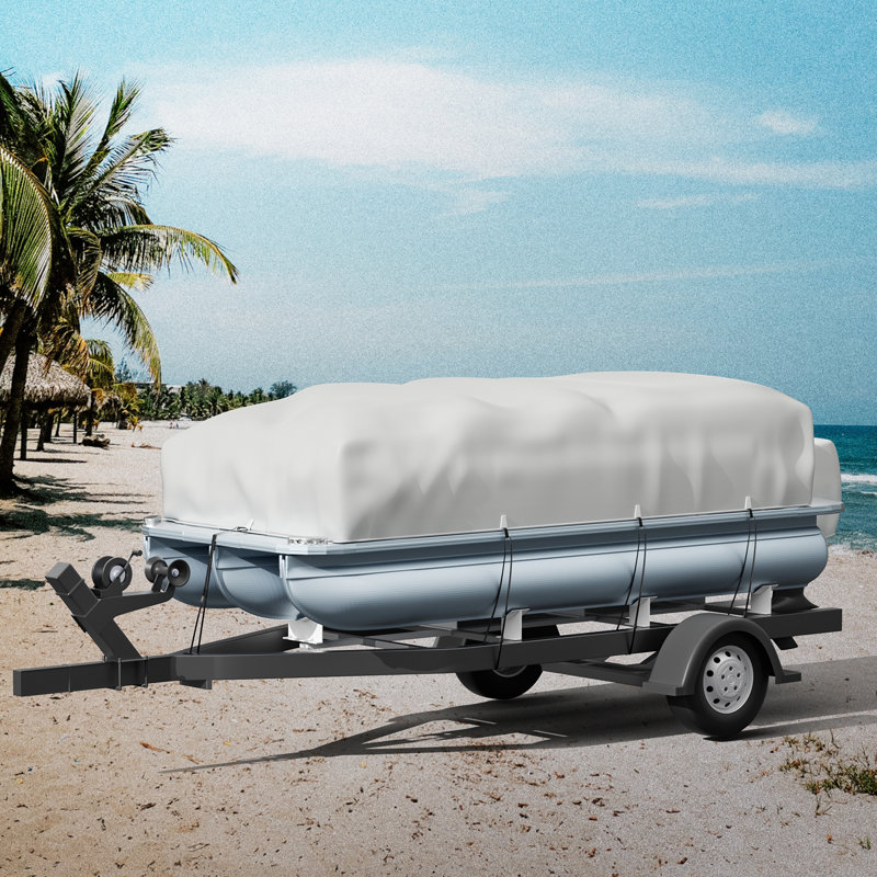 Pontoon Boat Cover, Fit for 21'-24' Boat, Heavy Duty 600D Marine Grade, 0.92' H x 24.3' W x 11.8' D, Silver