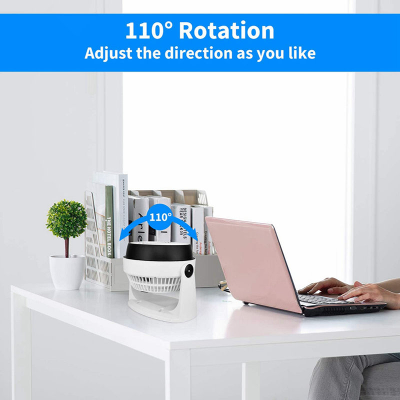 8" Table Fan Tabletop Air-Circulator Fan 3Speed Control 110° Rotation