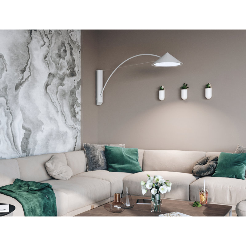 Flyer LED Armed Sconce, White, 65cm H x 43cm W x 175cm D, 2700K