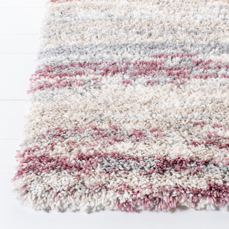 Alexys Abstract Ivory/Pink Area Rug, Rectangle 2'3" x 4'