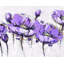 Napperon gris botanique | Décoration abstraite fleurs mauves