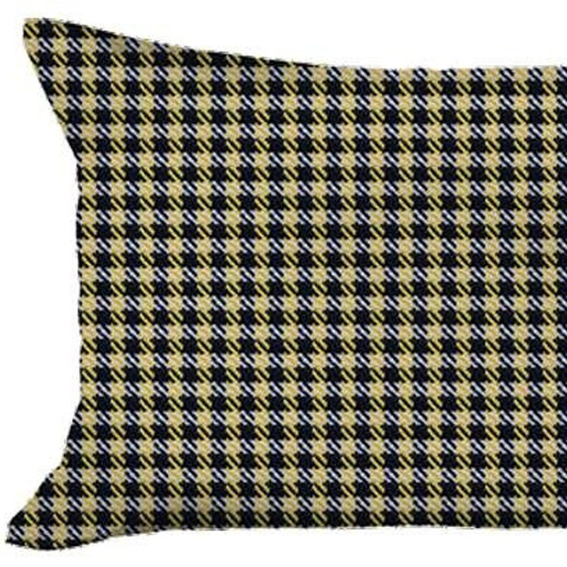 Housse de coussin réversible, Pied-de-poule jaune