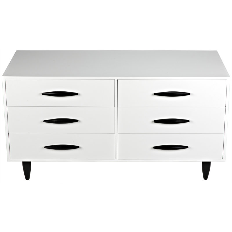 Commode double 6 tiroirs Williams, Blanc Mystic