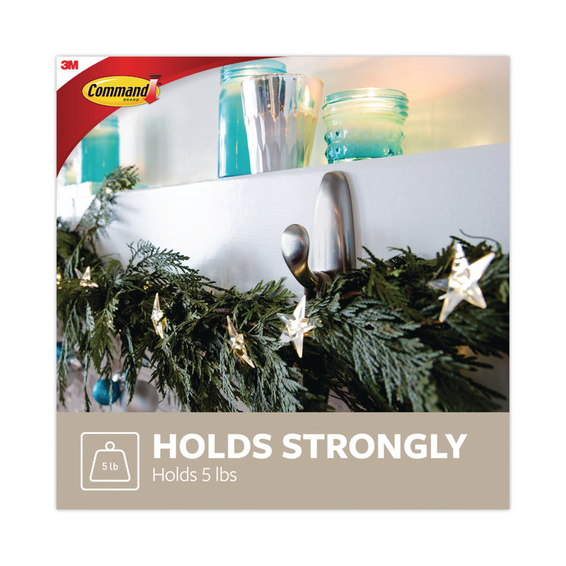Large Brushed Nickel Metal Wall Hooks with Adhesive Strips
