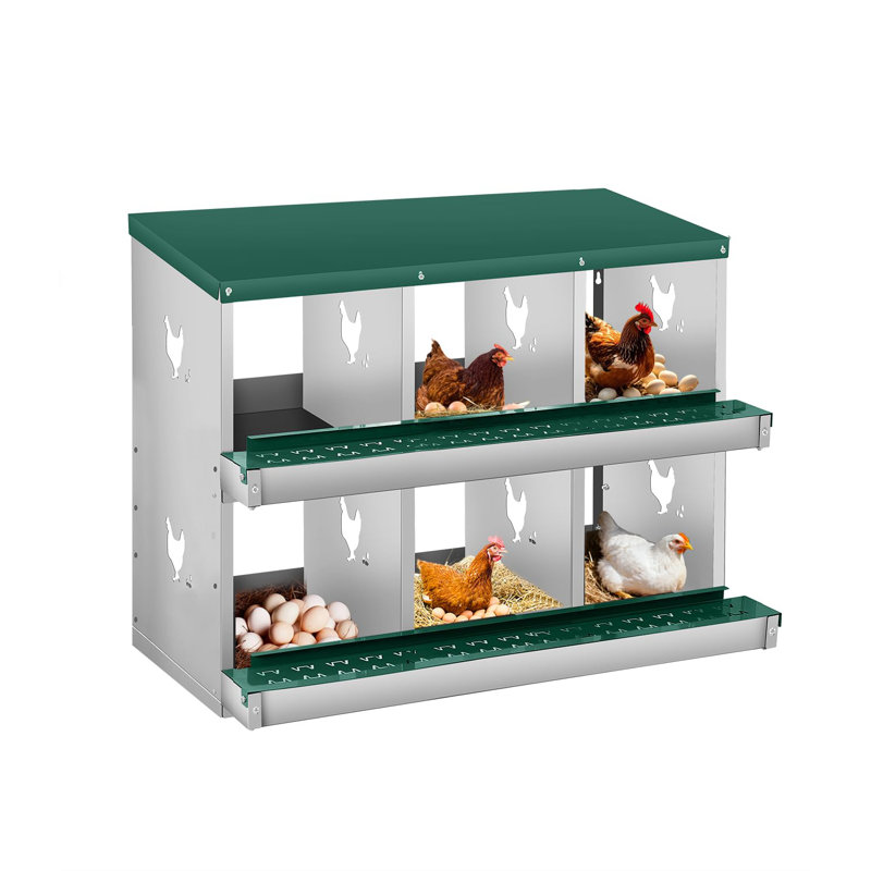 6 Compartment Chicken Nesting Box, Chicken Laying Boxes to Protect Eggs, Easy to Clean & Install, Green