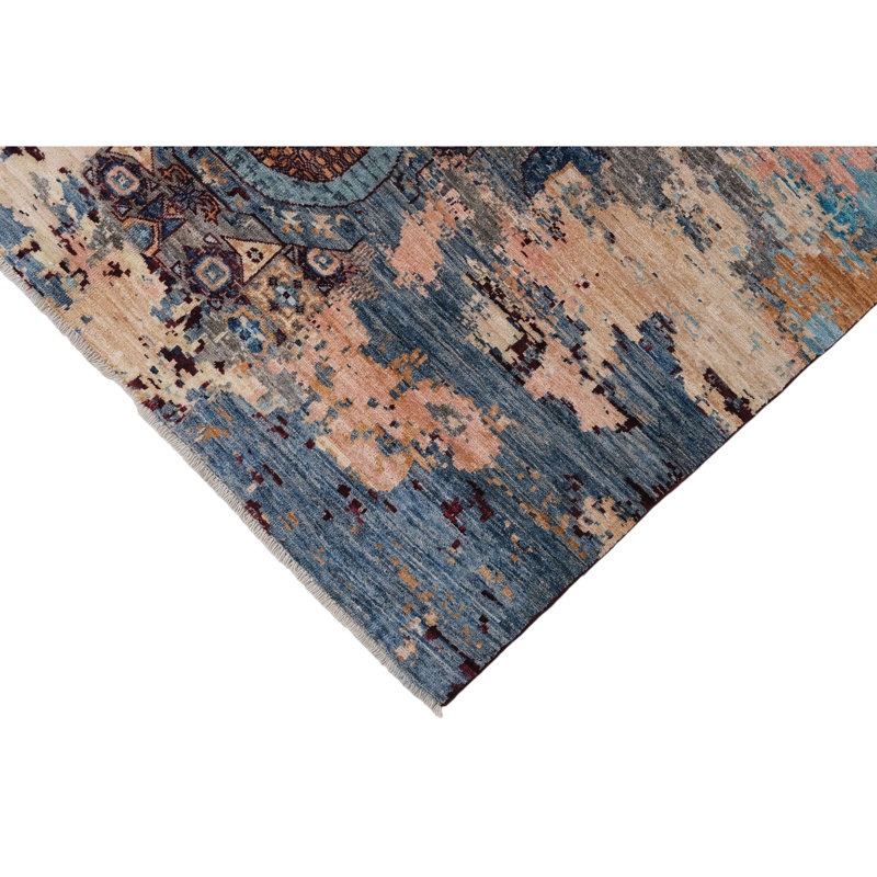 High-Quality Hand-Knotted Red And Blue Area Rug