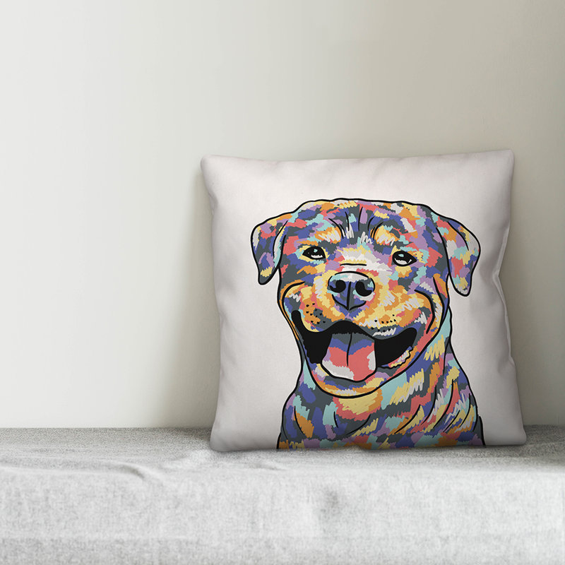  Coussin Rottweiler, 18 po x 18 po, Pas de bourre