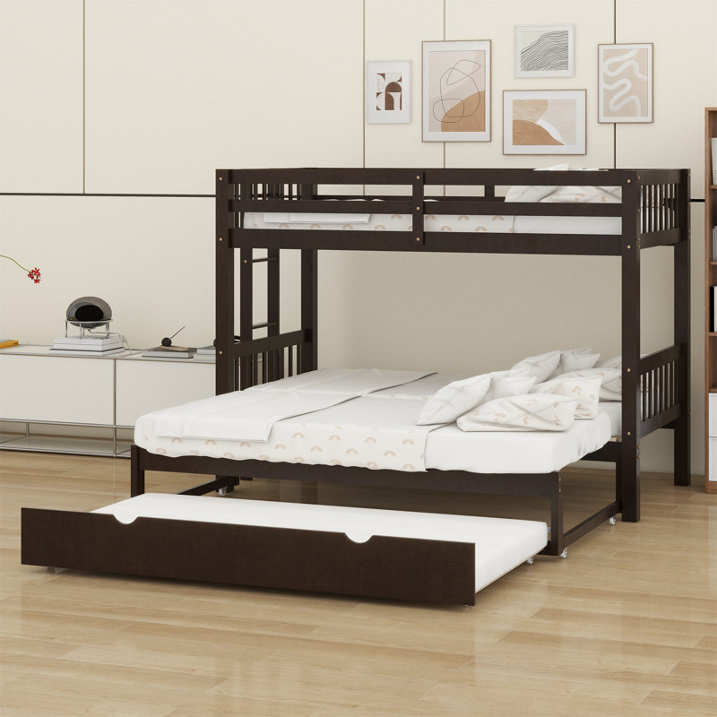 Pull-out Bunk Bed with Trundle, Espresso