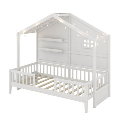 Lit simple avec tablettes