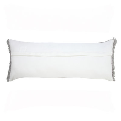 Everyday Solid Color Fringed 100% Cotton Oversized / King Lumbar Accent Pillow