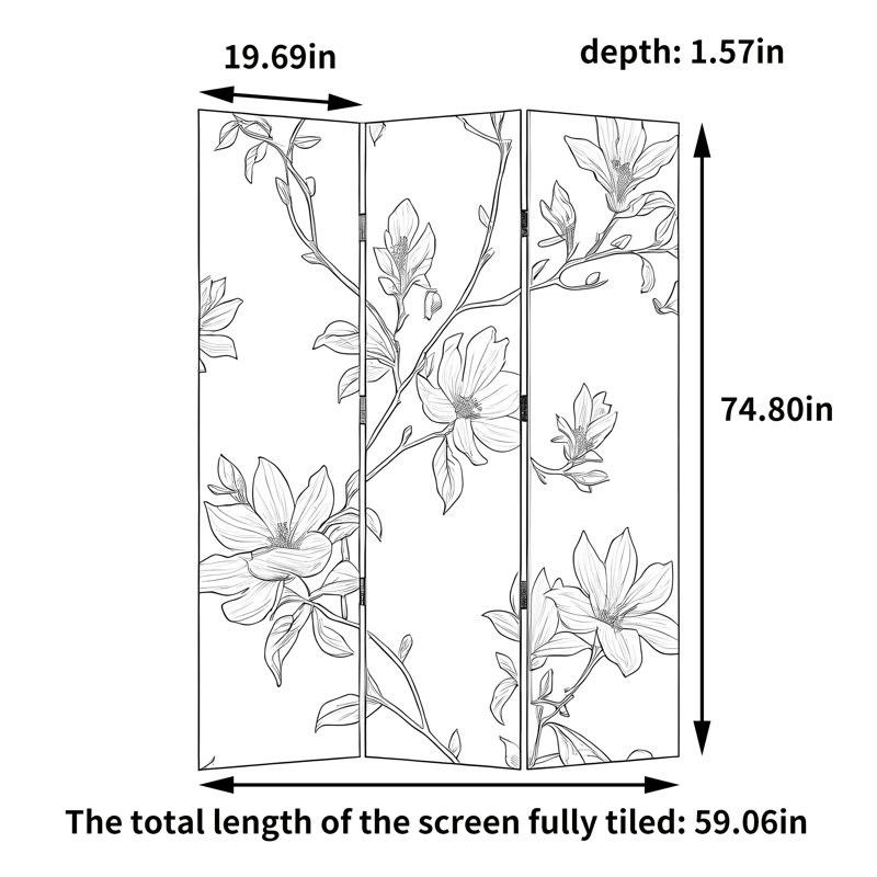Écran en alliage d'aluminium Vintage Magnolia, H 74,8 po x l 59,06 po x P 1,57 po