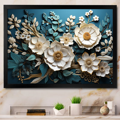 Orchidée blanche et bleue, arbre IV - Art floral abstrait