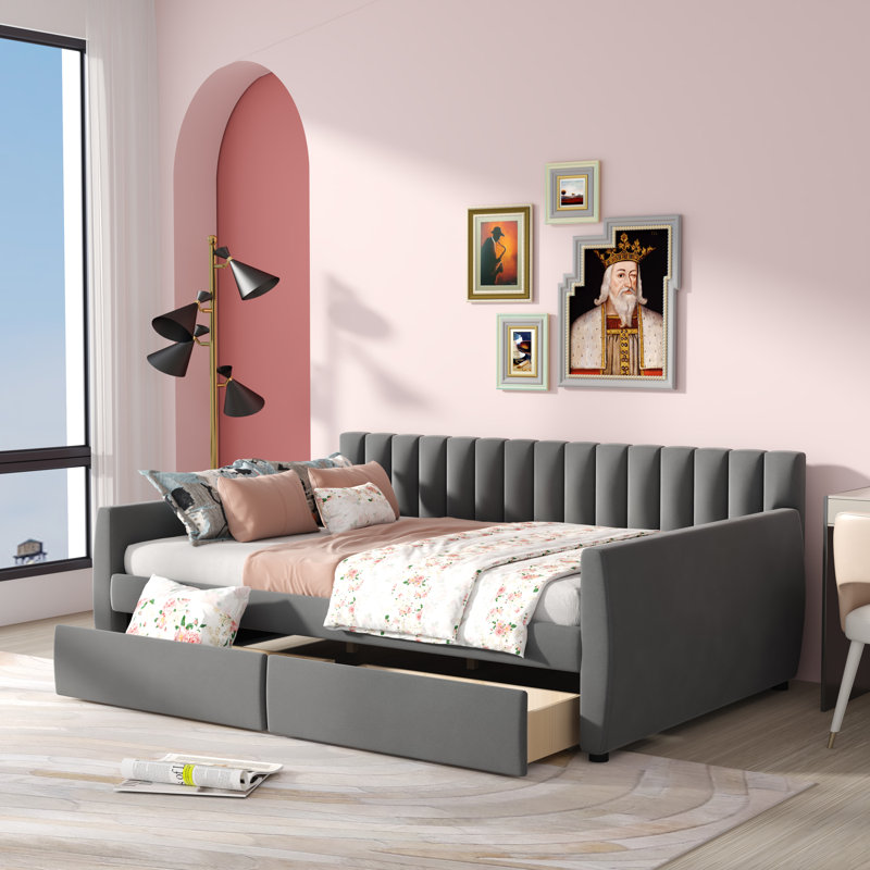 Jeanel Upholstered Daybed, Gray
