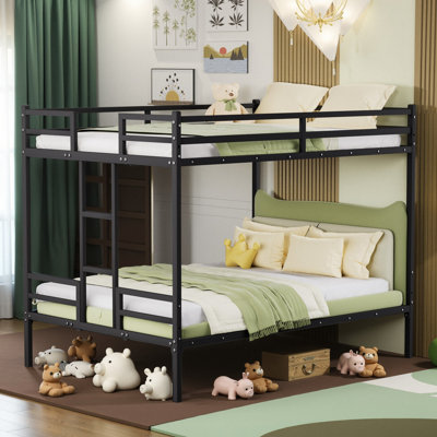 Grand lit superposé noir, structure en métal avec garde-corps complet et - stabilité à long terme 110 lb par support, haut pour, montée confortable, rangement sous le lit sophistiqué, conception d'espace, assemblage rapide
