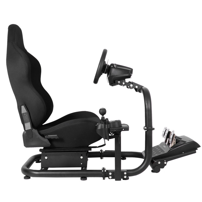Cockpit simulateur de course Anman avec siège noir, pédales de changement de vitesse non incluses