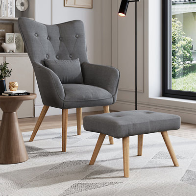 Hraztan Velvet Armchair with Footstool