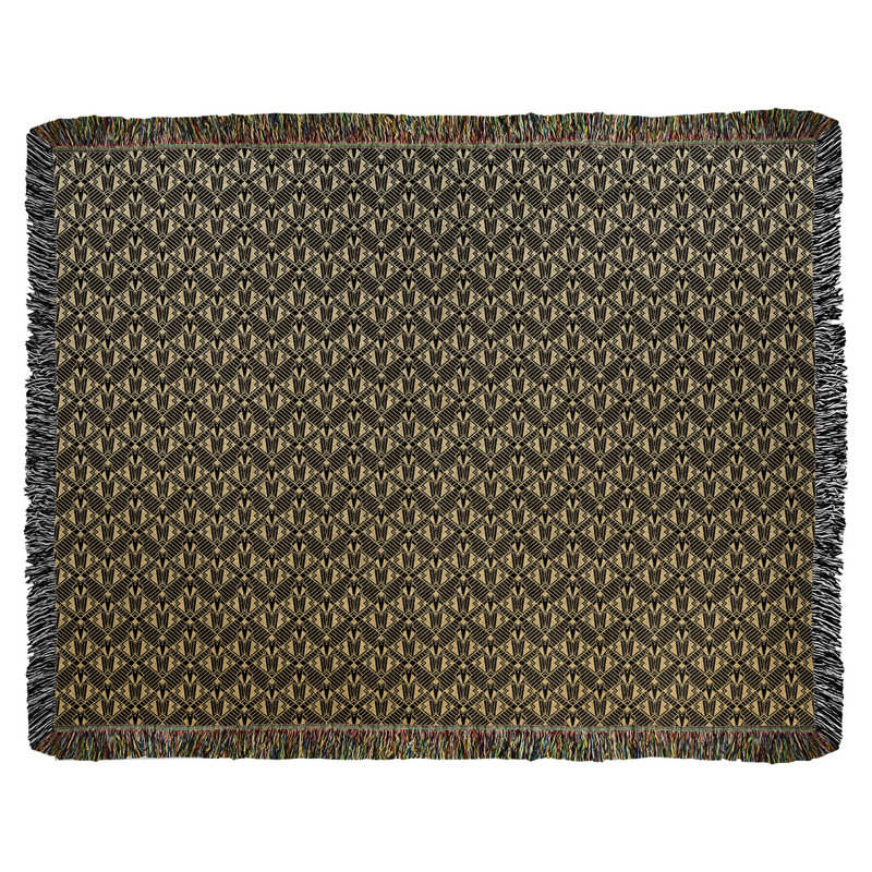 Couverture en coton tissé Katelyn Elizabeth, l 60 po x L 80 po, Or