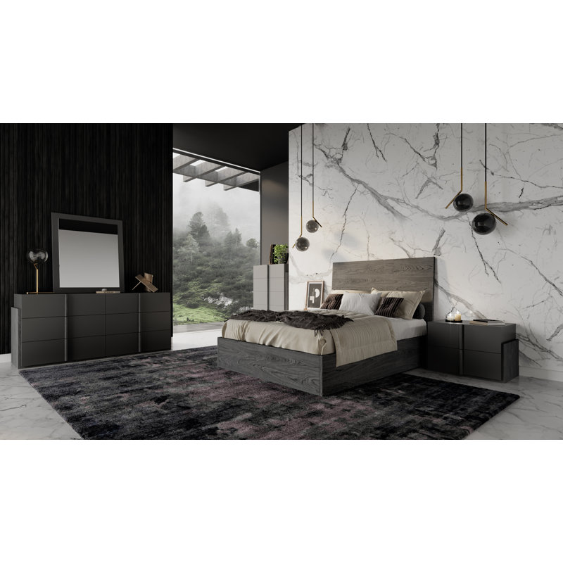 Ensemble de chambre avec lit plateforme 5 pièces Lycus, Très grand
