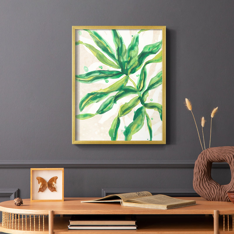 «Parchment Palms II», reproduction encadrée - bois massif, Or, H 10 po x l 8 po