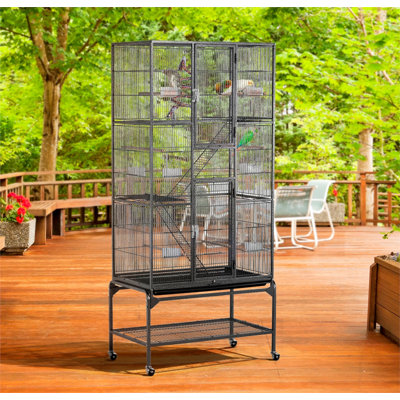 Tocoloma 69'' Flat Top Floor Bird Cage with Wheels