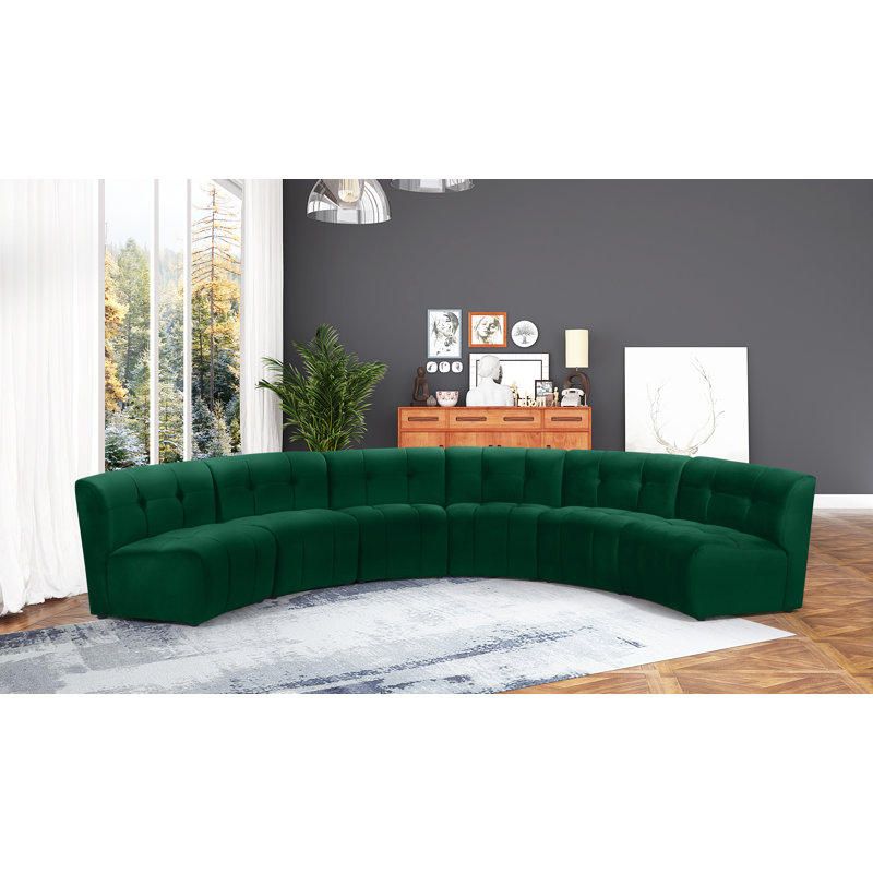 Jedson Velvet Sectional Symmetrical, Green Velvet