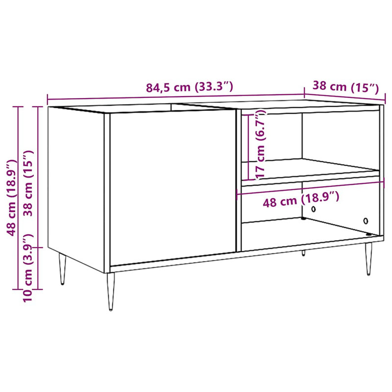 48 cm H Media Shelves, Old Wood