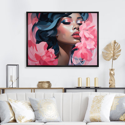 Portrait de femme rose et bleu II