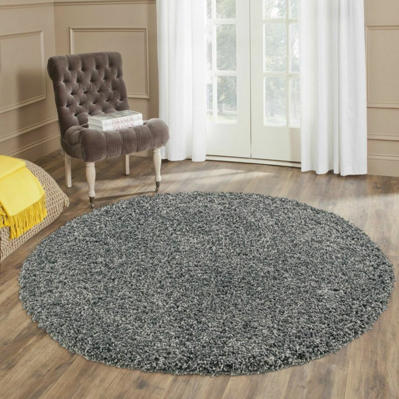 Round Aanuoluwa Solid Colour Shag 120cm X 120cm Indoor / Outdoor Area Rug