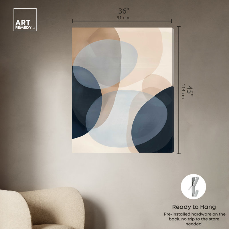 Large Beige and Blue Abstract Canvas Wall Art