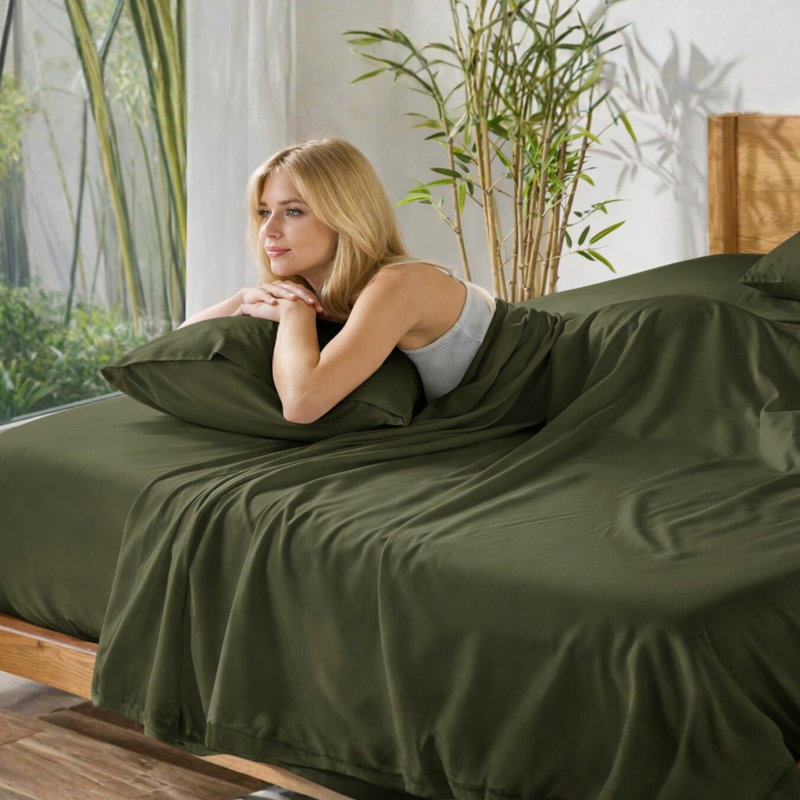 Ensemble de draps en bambou ultra doux - ensemble de 4 pièces - infroissable - feuilles de refroidissement avec poches profondes