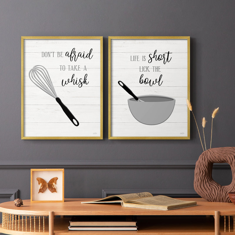 «Take A Whisk» - reproduction encadrée de qualité supérieure - prête à être accrochée - aucun clou requis - aucun clou requis