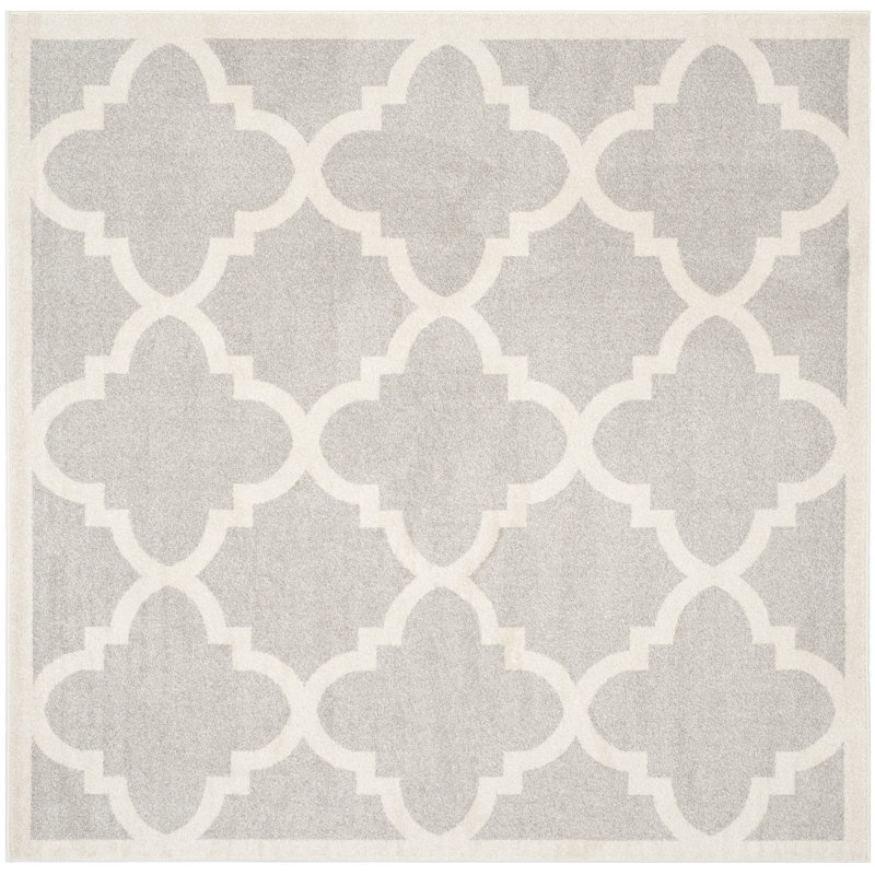 Ammundsen Geometric Light Grey/Beige Area Rug, Square 9'