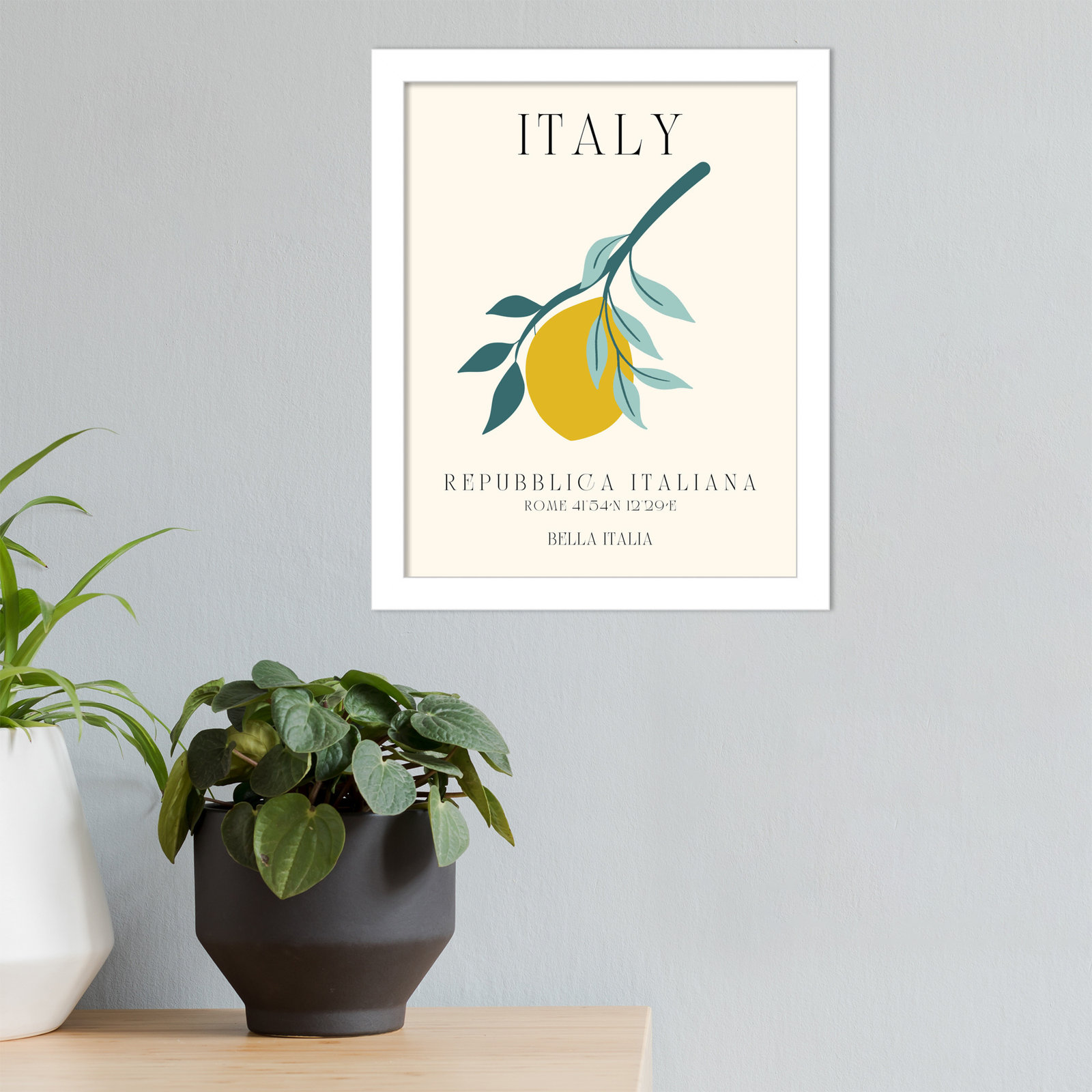 Mirando "Italy Travel Poster" Print, 11" W x 13" H x 1" D, White Framed