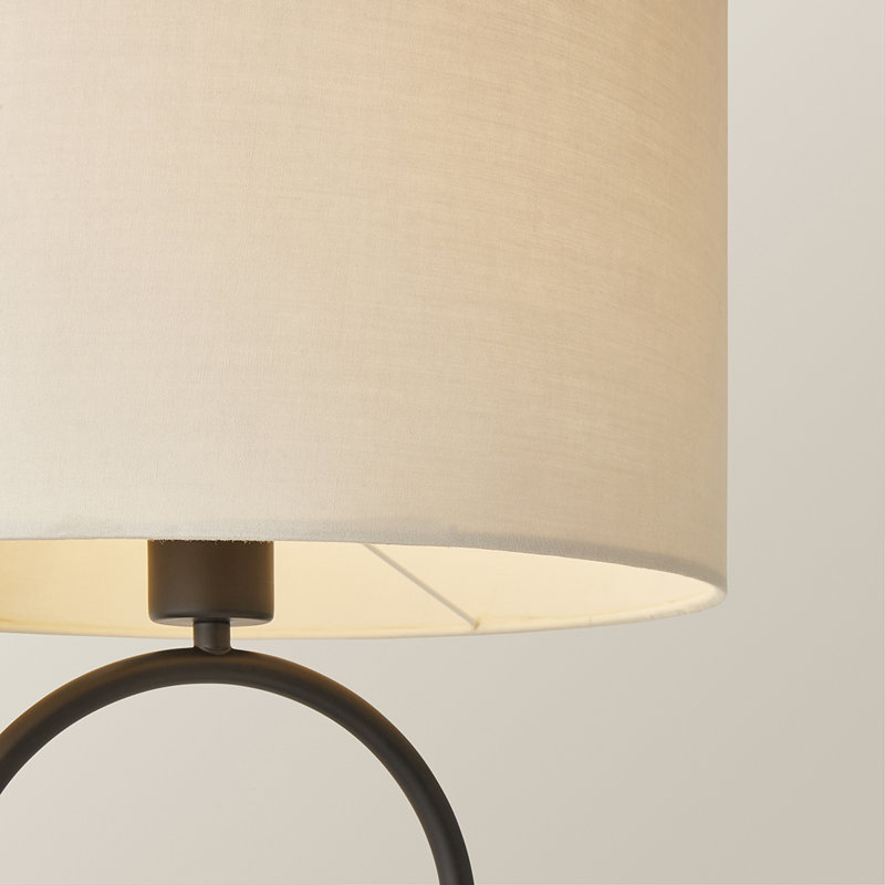 Suejin Metal Table Lamp, Black, Beige, Cotton / Cotton Blend