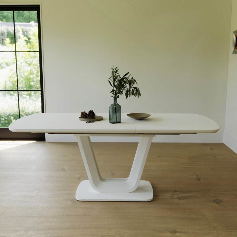 Table de salle à manger de 62,99 à 78,74 po, table de salle à manger en panneau de fibres à densité moyenne et table de salle à manger extensible de style industriel moderne avec pieds en forme de U, convenant à la maison et au bureau