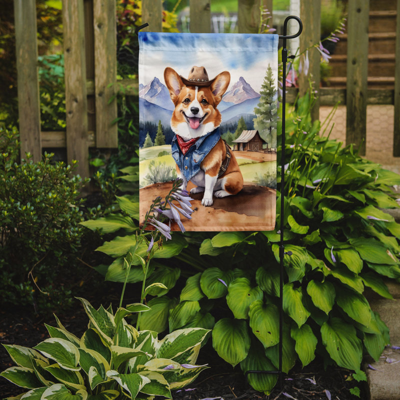 Drapeau Cowboy Welcome Garden, Bleu / rouge Corgi