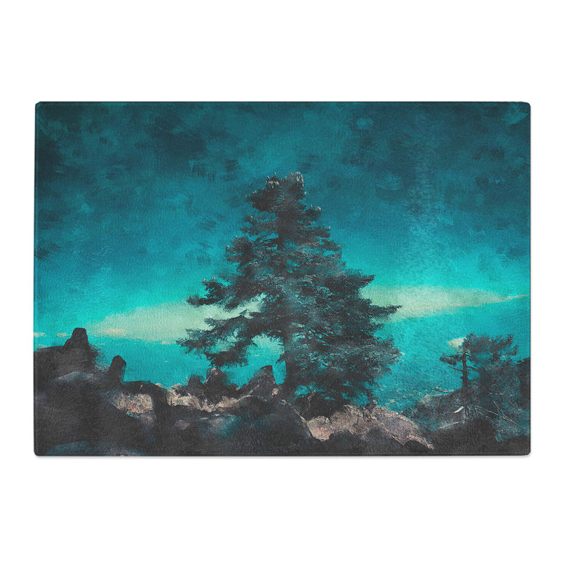 Tempered Glass Tree on a Mountain Top Painting Chopping Board, 20 cm x 28.5 cm
