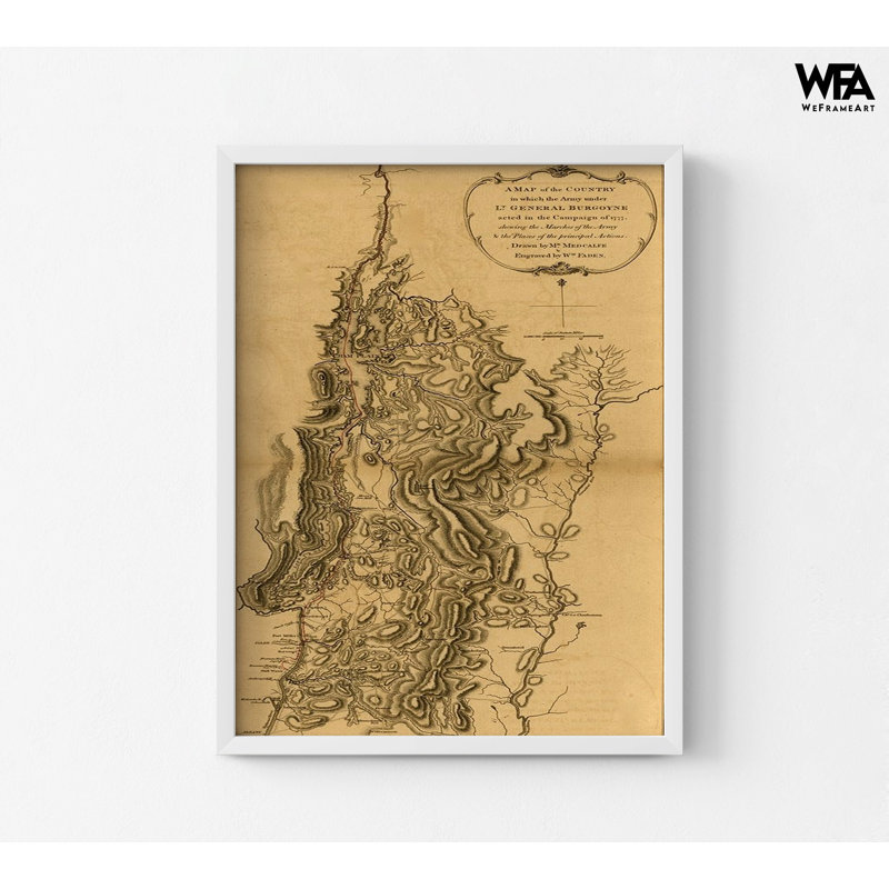 Expédition du général Burgoyne, impression du général Burgoyne, impression de carte historique rustique, salon du général britannique, affiche