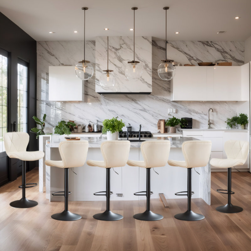 Swivel Adjustable Height Modern Bar& Counter Stool, Beige
