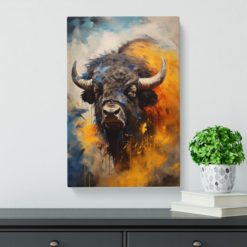 Buffalo Gestural - Wrapped Canvas, 76cm H x 50cm W x 3cm D