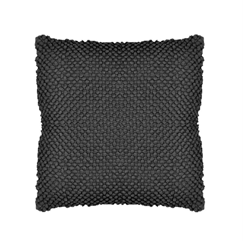 Felt Ball Square Cotton Pillow Cover, Gray