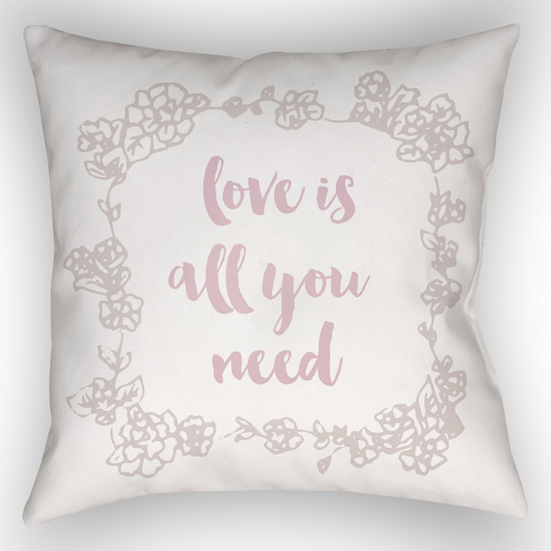 Floral Outdoor Throw Pillow, 18" H x 18" W x 4" D, Gray