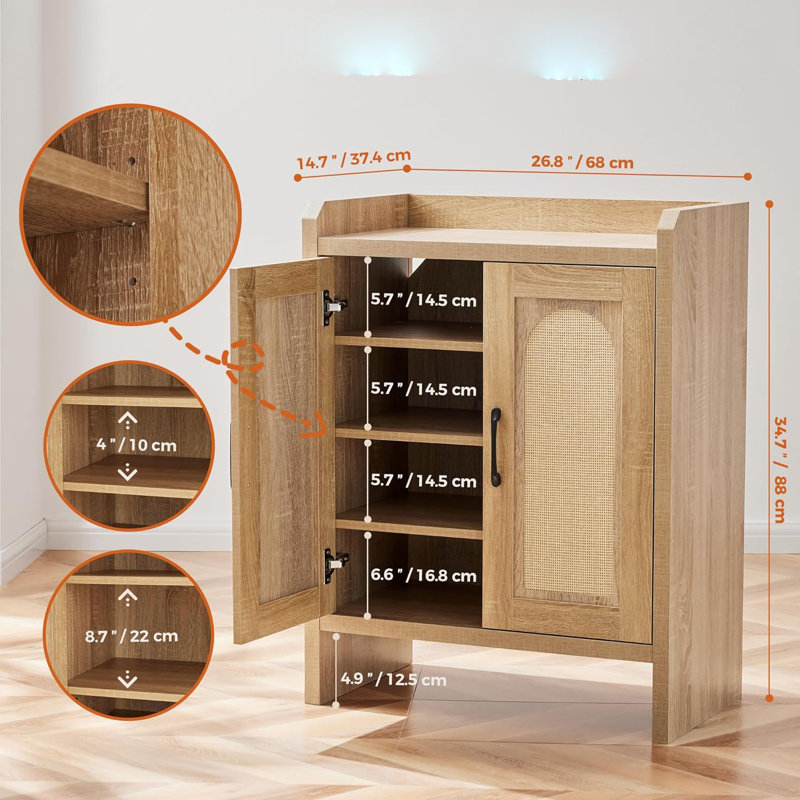 Bayou Breeze Rattan Shoe Storage Cabinet - Thumbnail 3