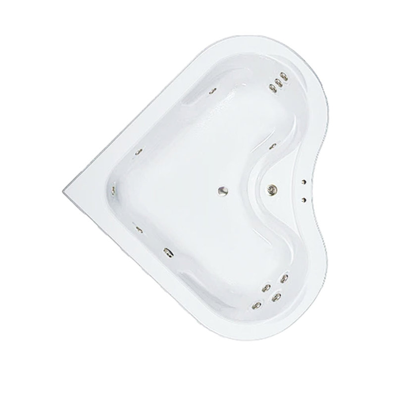 64 po X 64 po Baignoire tourbillon en acrylique avec drain central blanc Elite Series W6464 Elite White