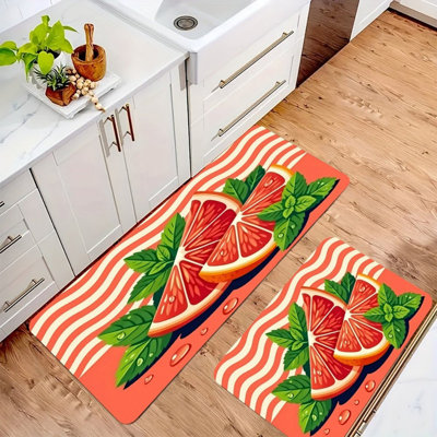 Red Grapefruit Kitchen Mats 2 Pack Kitchen Dining